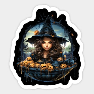 Young Witch and her Cauldron Sticker